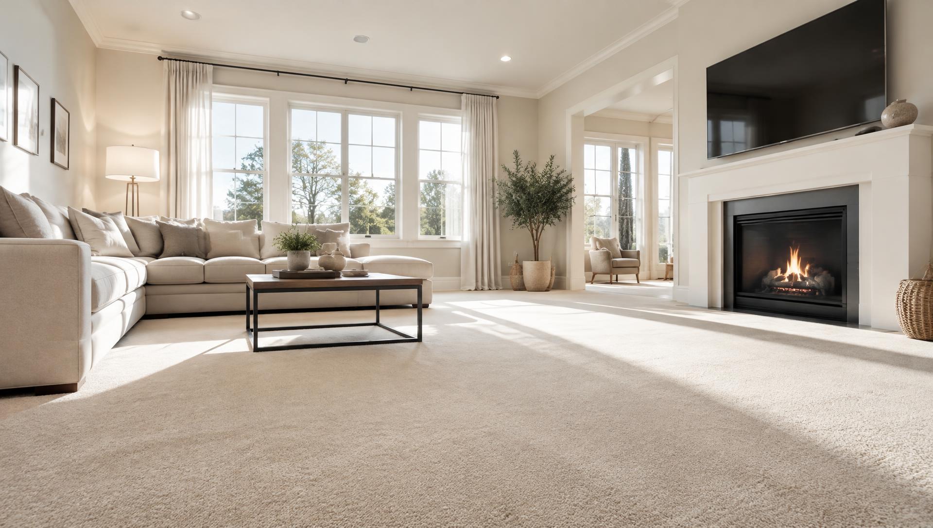Bright, clean living room with freshly cleaned carpet